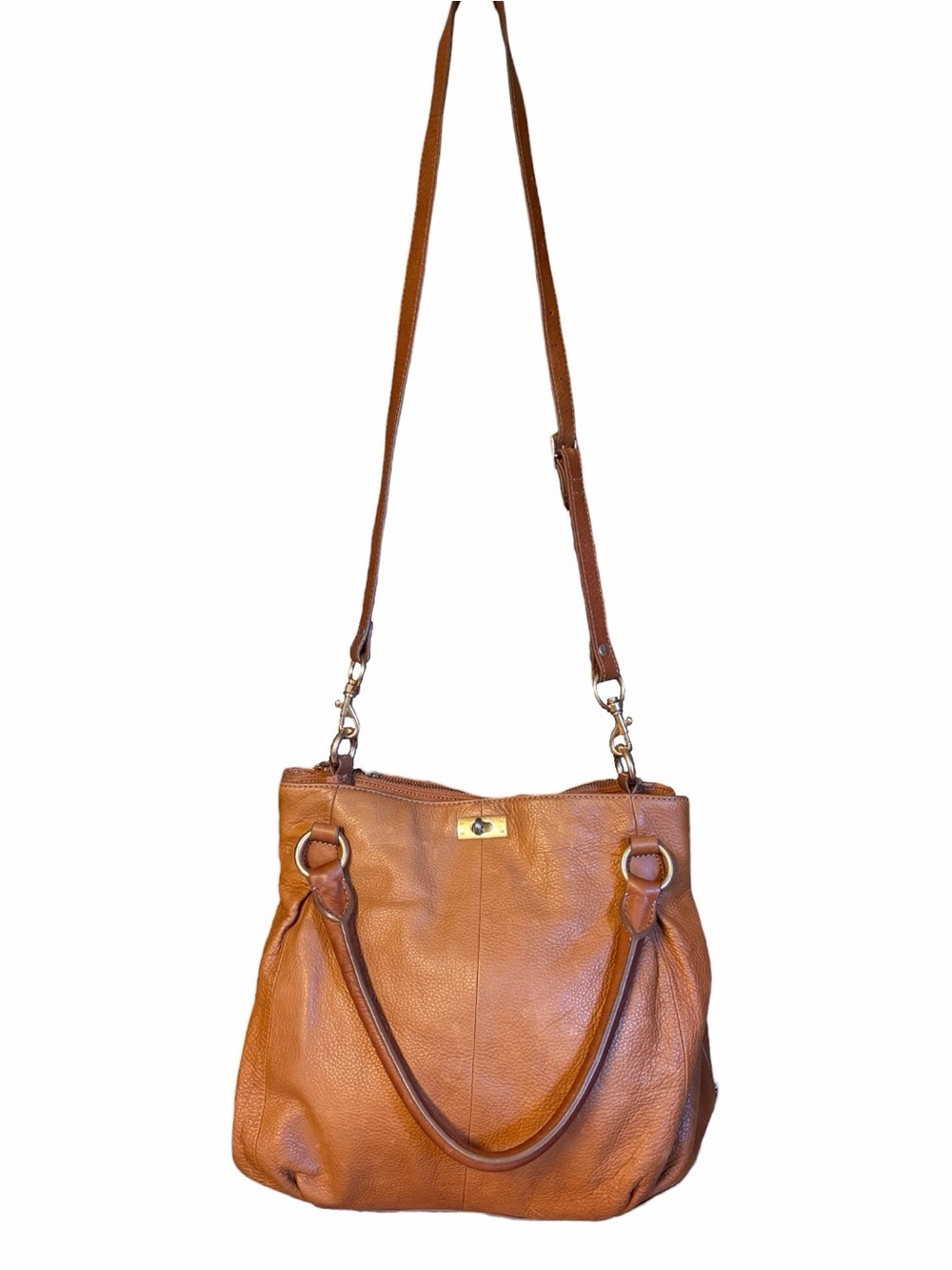 J.Crew Leather Brompton Hobo Bag/Purse in Cognac Brown